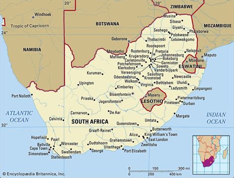 South Africa With Its Major Townscities And Rivers Maps