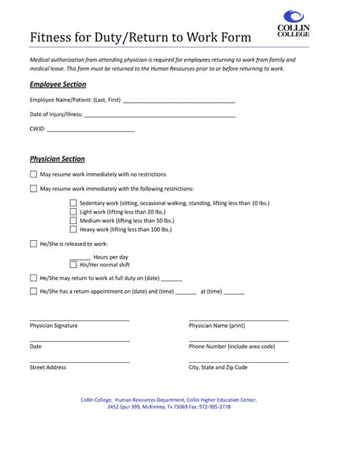 Fit To Return To Work Form Fill Out And Sign Online Dochub
