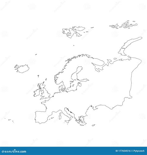 Thin Black Outline Map Of European Union Eu Vector Illustration Images
