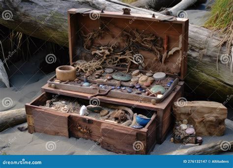 Driftwood Treasure Trove, with Treasures Hidden Inside Stock Image