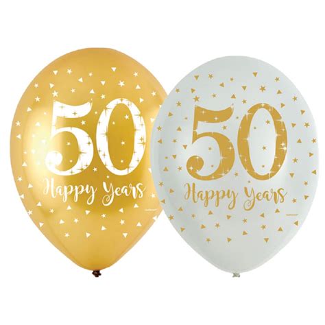6 X Golden Wedding Balloons Party Decoration Sparkling 50th Anniversary