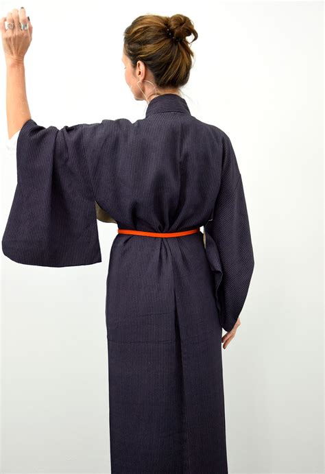 Japanese Kimono Blue Vintage Silk Unisex Obijime Belt Silk Robe
