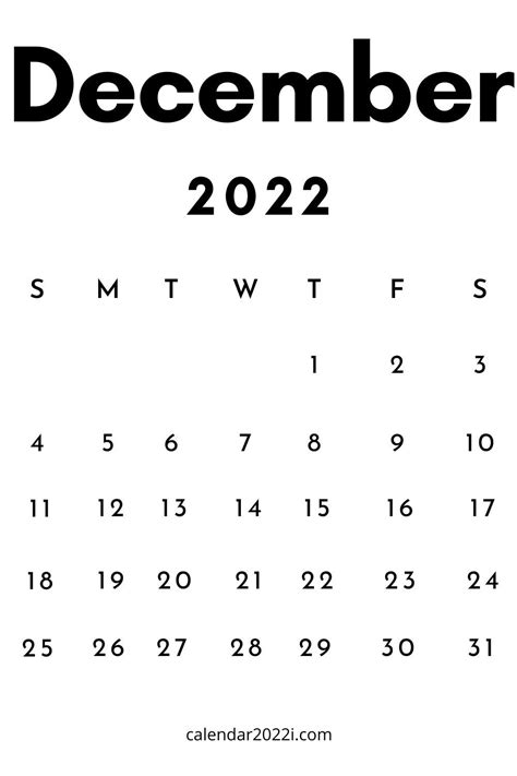 December 2022 Monthly Calendar Printable Free Download Calendar
