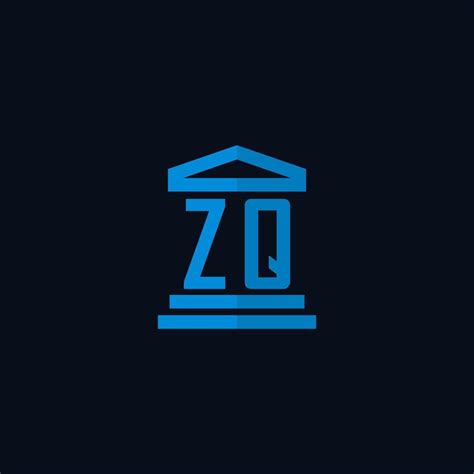 Zq Initial Logo Monogram With Simple Courthouse Building Icon Design