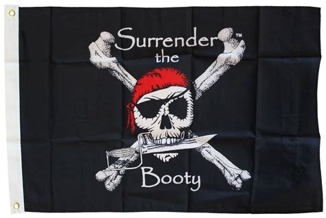 X Surrender The Booty Pirate Nylon Flag Skull And Crossbones Banner