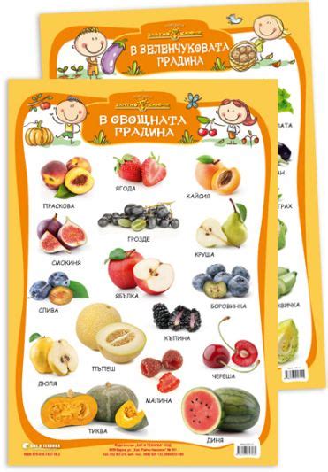 Табло двустранно Плодове и зеленчуци за 3 4 група — Учмаг