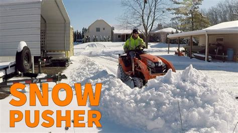 Snow Pusher Plowing Snow On Sub Compact Tractor Bx23s Youtube