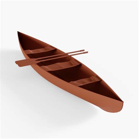 3d Model Canoe Boat Vr Ar Low Poly Obj Fbx Blend