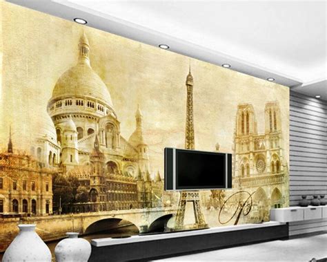 Beibehang Custom Wallpaper European Classical Paris Tower Architecture