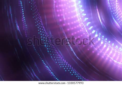 Glowing Abstract Neon Particles Illuminated Dots Stock Illustration