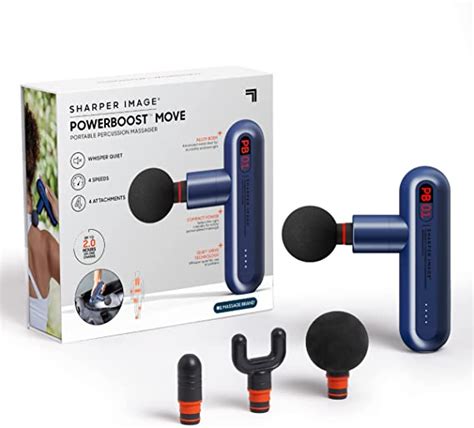 Sharper Image Powerboost Move Deep Tissue Portable Percussion Massager Massage Gun W 4