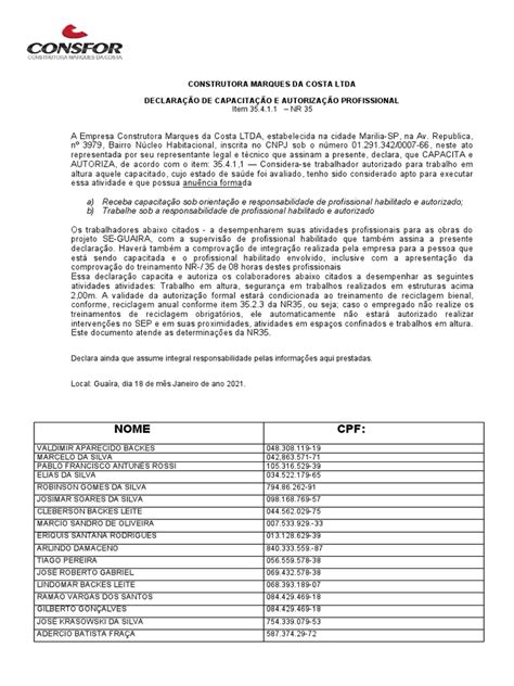 Carta De Anuencia De Nr 35 A Missão Parte 34 18 Janeiro De 2021 2