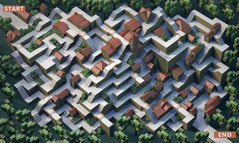 Buildings and steps maze [OC] : r/low_poly