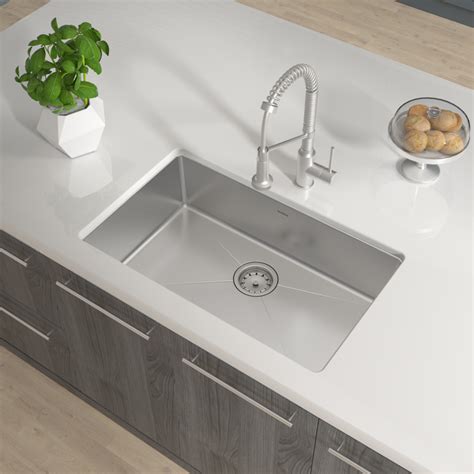 Frigidaire undermount stainless steel deep kitchen sinks. AS333 31.25" x 18" x 9" 18G Single Bowl Undermount Legend ...