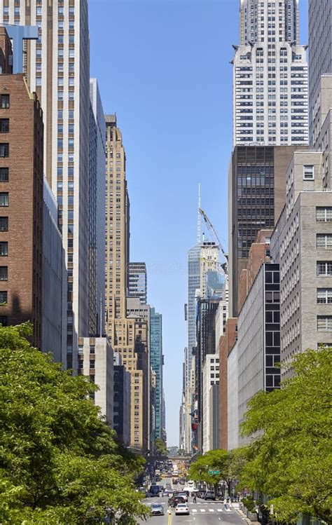Manhattan Cityscape Along East 42nd Street New York City Stock Image