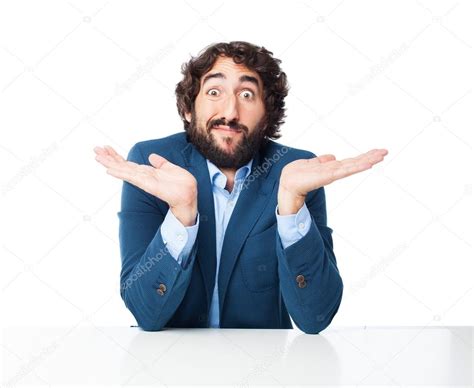 Confused Businessman With Sit Table — Stock Photo © Kues 78187098