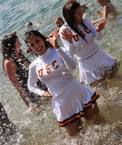 Usc Song Girls Getting Wet As Usual Cheerleading Photos Wet Dress Hot Cheerleaders