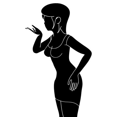 Women Blowing Kiss Silhouette Illustrated On Isolated Background