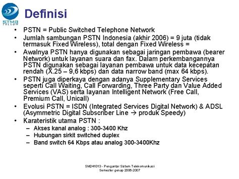 Pengantar Sistem Telekomunikasi Modul 3 Sistem Telekomunikasi Pstn
