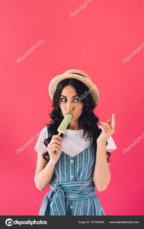 Woman Eating Popsicle Stock Photo By IgorTishenko