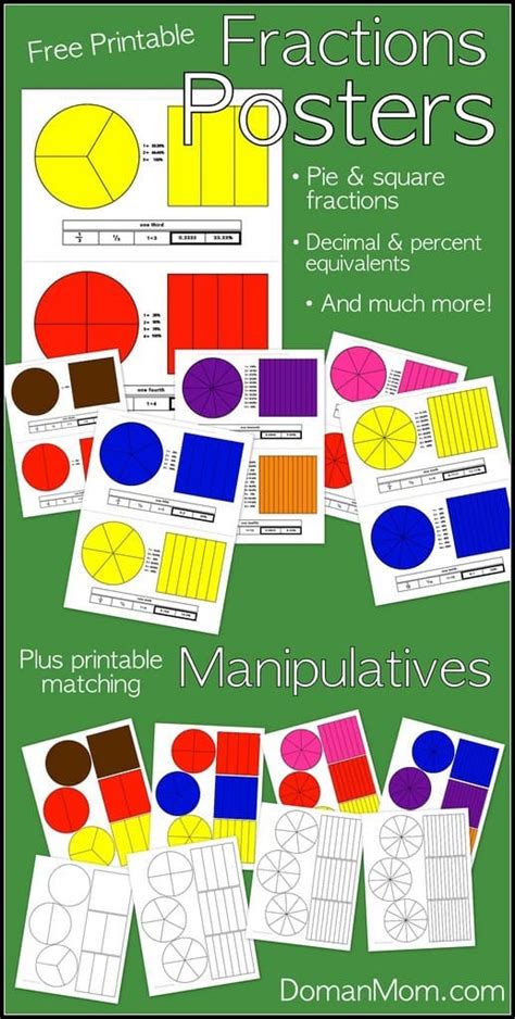 Free Printable Fraction Posters And Manipulatives
