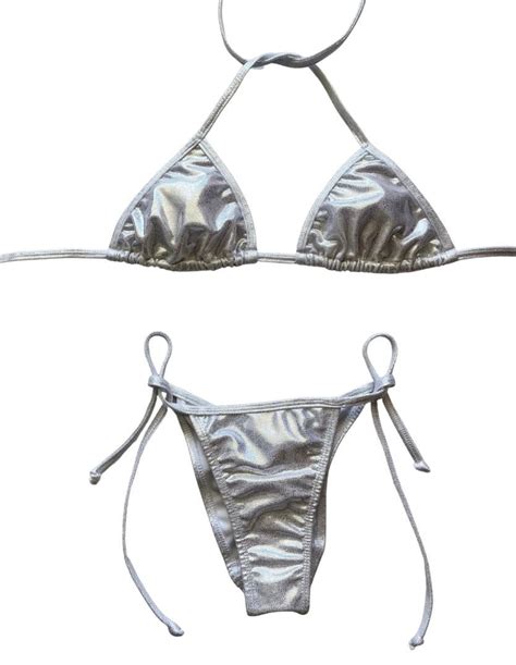 Metallic Shiny Bikini Cheeky Swimsuit Brazilian Bikini Etsy