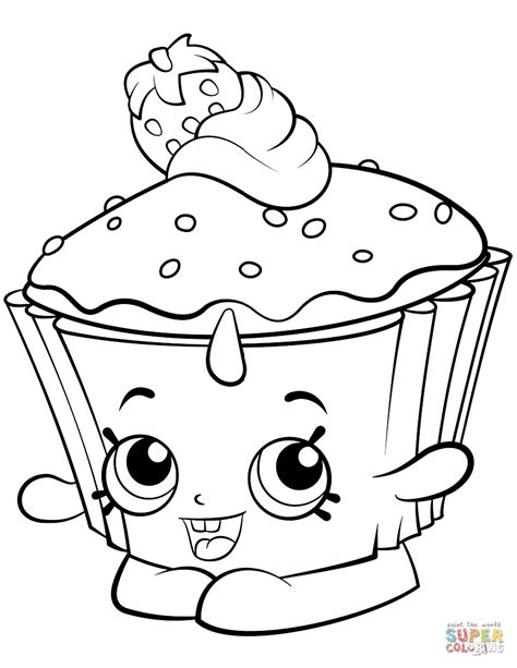 8.5x11 pdf coloring page of a cupcake with icing, sprinkles, and a cherry! Shopkins Coloring Pages Cupcake Queen at GetColorings.com ...
