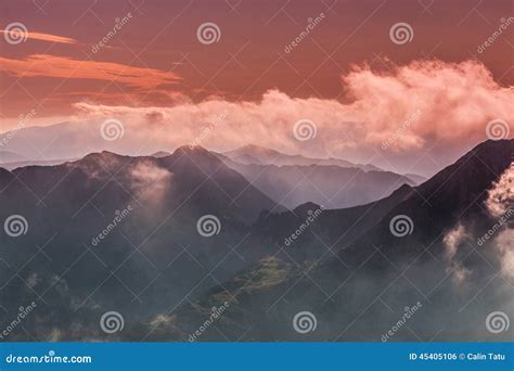 Beautiful Cloudscape In The Alps Stock Photo Image Of Sunrise Cold