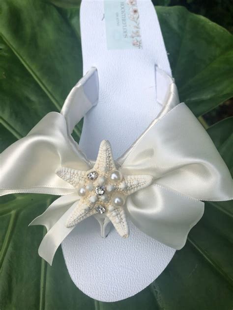 Bling Starfish Bridal Flip Flops Gem Wedding Flip Flops Etsy