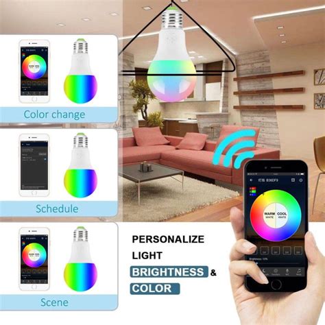 E27 Wifi Smart Light Bulb Dimmable Multicolor Wake Up Lights Rgbww Led