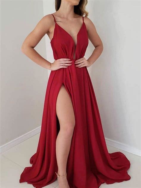 Floor Length Elegant Red Prom Dress Burgundy Prom Dresses A Line