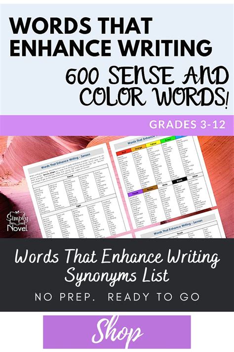 Sensory And Color Synonyms Words List Over 600 Descriptive Words For