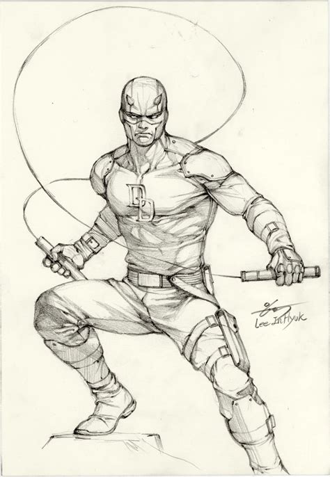 Inhyuk Lee Daredevil Pencil Sketch Scotts Collectables