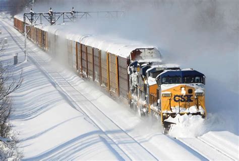 Csx Railroad Plows Through The Snow In Northern New York State In Nov