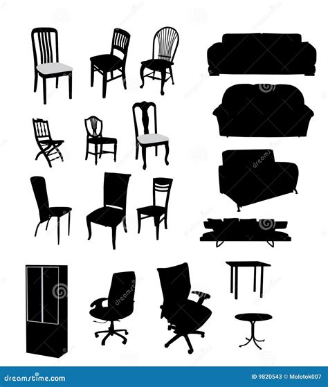 Silhouettes Of Furniture Stock Vector Illustration Of Living 9820543