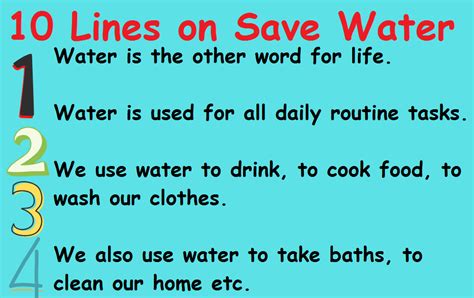 10 Lines On Save Water In English For Kids