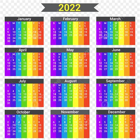 Color Calendar Vector Art Png Calendar 2022 With Colorful January