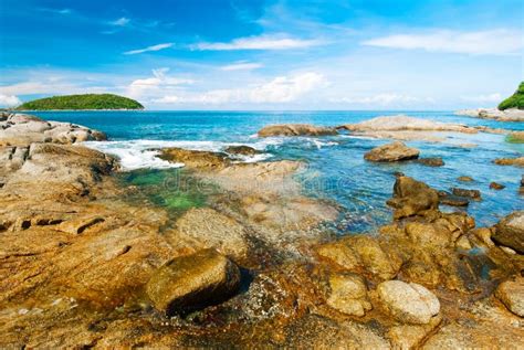 Beautiful Tropical Seascape Rocky Seacoastphuket Island Stock Photo