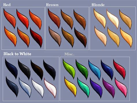 Hair Colour Swatches By Lizalot On Deviantart