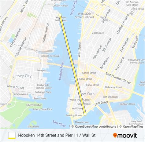 Ruta Hoboken 14th Street And Pier 11 Wall St Horarios Paradas Y Mapas