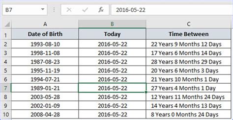 How To Calculate The Years Months And Days Between Two Dates Excelnotes