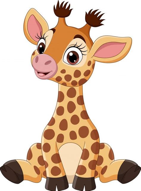 Premium Vector Cute Baby Giraffe Cartoon Sitting Baby Animal
