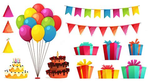 Premium Vector Birthday Party Isolated Elements Set With Colorful