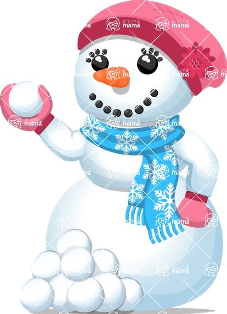 Cute Snowman Girl With Snowballs Stock Vector Illustration Graphicmama