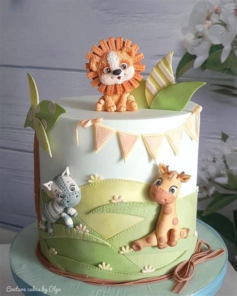 Baby Animals Baby Boy Birthday Cake Animal Birthday Cakes Jungle