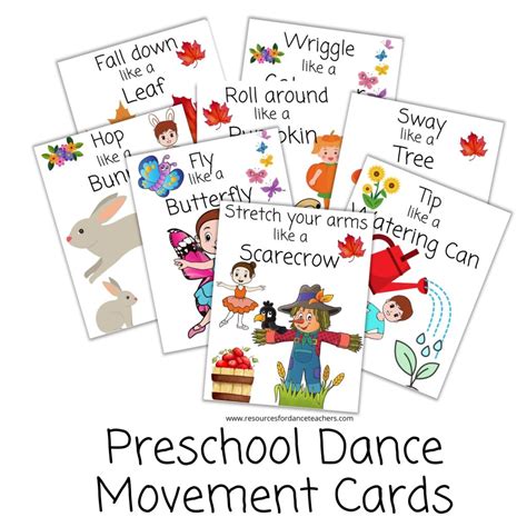 Free Preschool Dance Movement Cards Creative Dance Ideas And Lesson