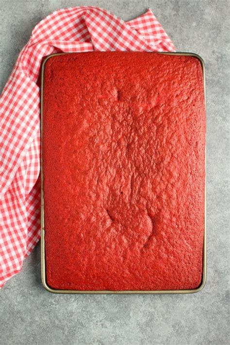 Firstly, trim the top of cake if there is bulge. Red Velvet Sheet Cake - Delightful E Made