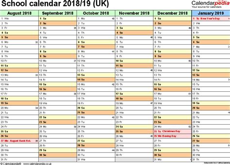 School Calendars 20182019 As Free Printable Pdf Templates