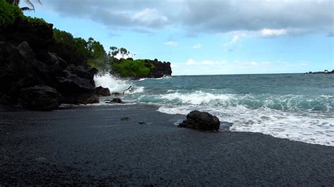 Vertical Black Maui Black Sand Beach Road To Hana Honokalani Beach Black Sand Beach White Print