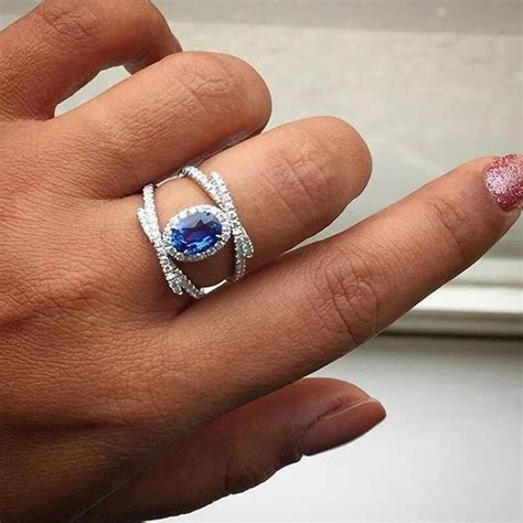 Fashion Vintage Blue Stone Rings For Women New Trendy Retro Cubic Zirconia Ring Classic Copper